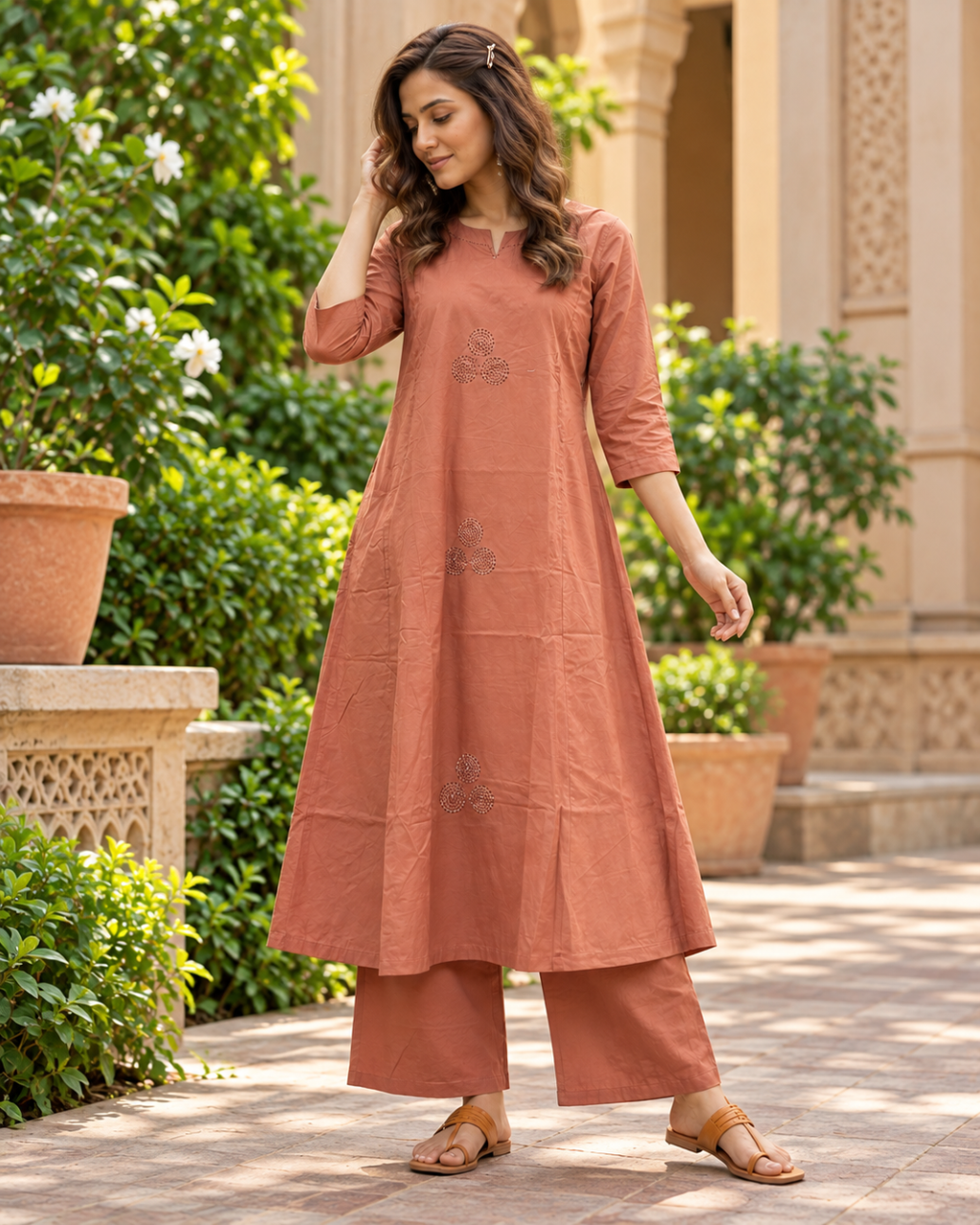 Terracotta A-Line Pocket Dress Set
