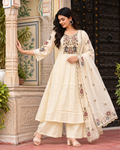 Ivory Floral Yoke Anarkali Set
