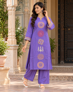 Lavender Chakra Embroidered Dress Set