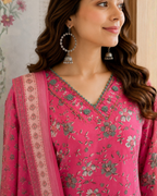 Rani Pink Floral Block Print Palazzo Suit Set