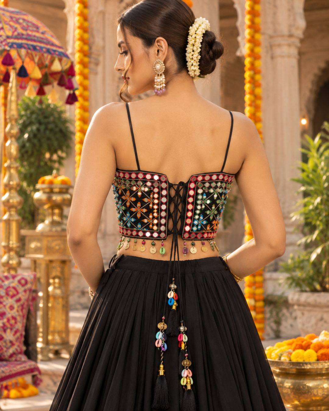 Black Mandala Kodi Tassel Blouse