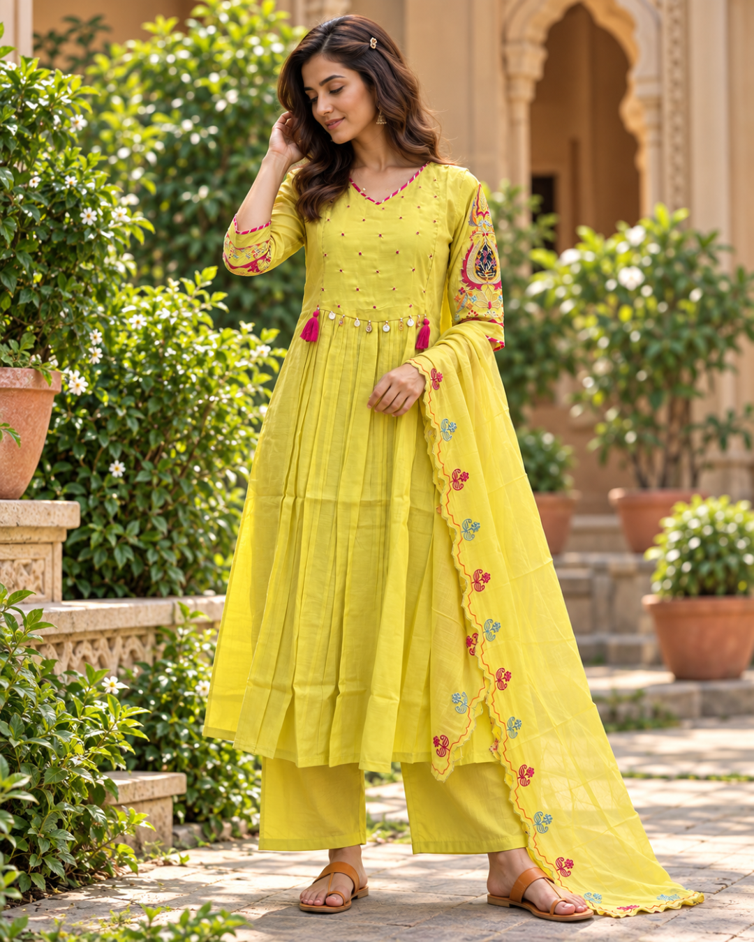 Sunshine Yellow Tassel Anarkali Set
