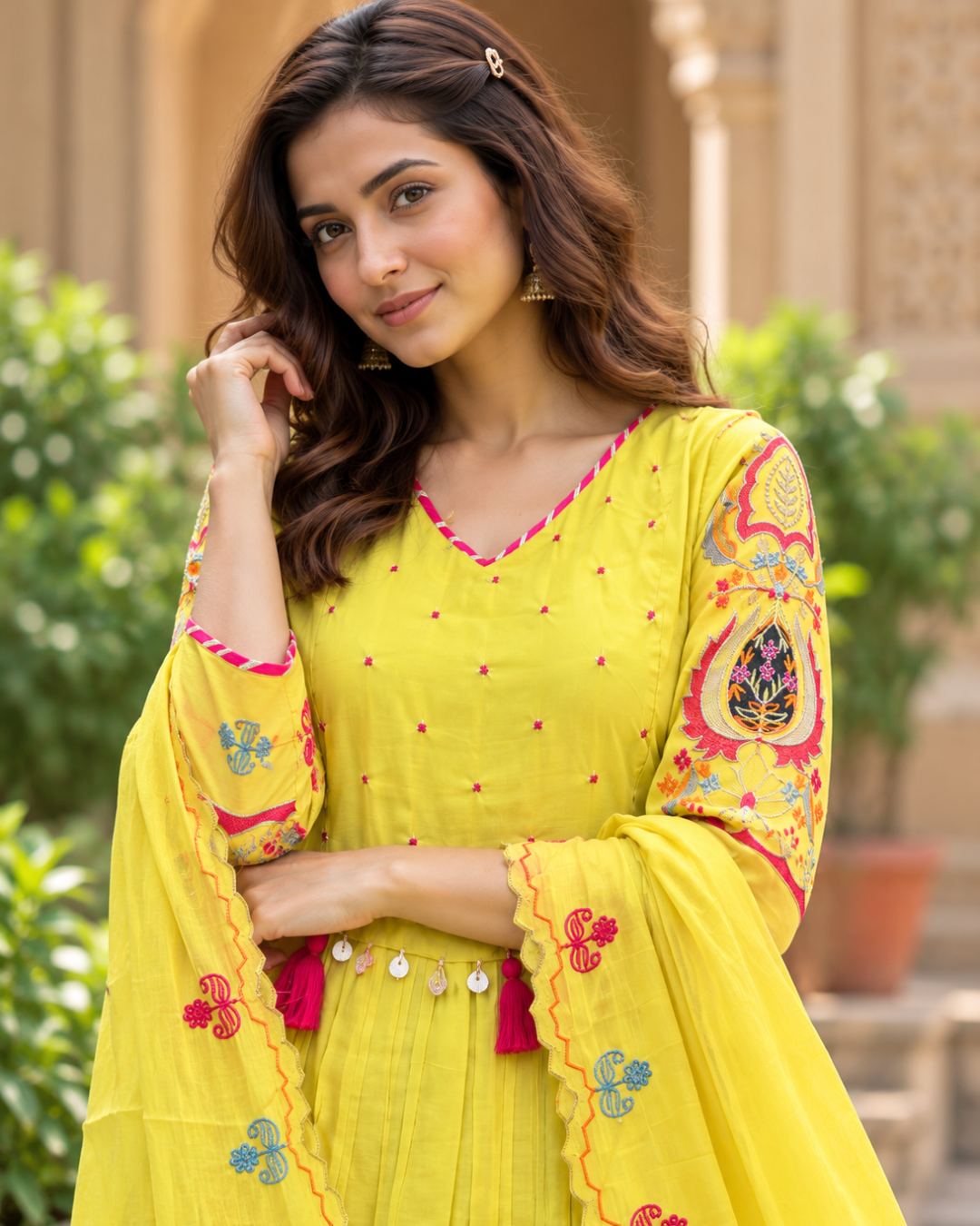 Sunshine Yellow Tassel Anarkali Set