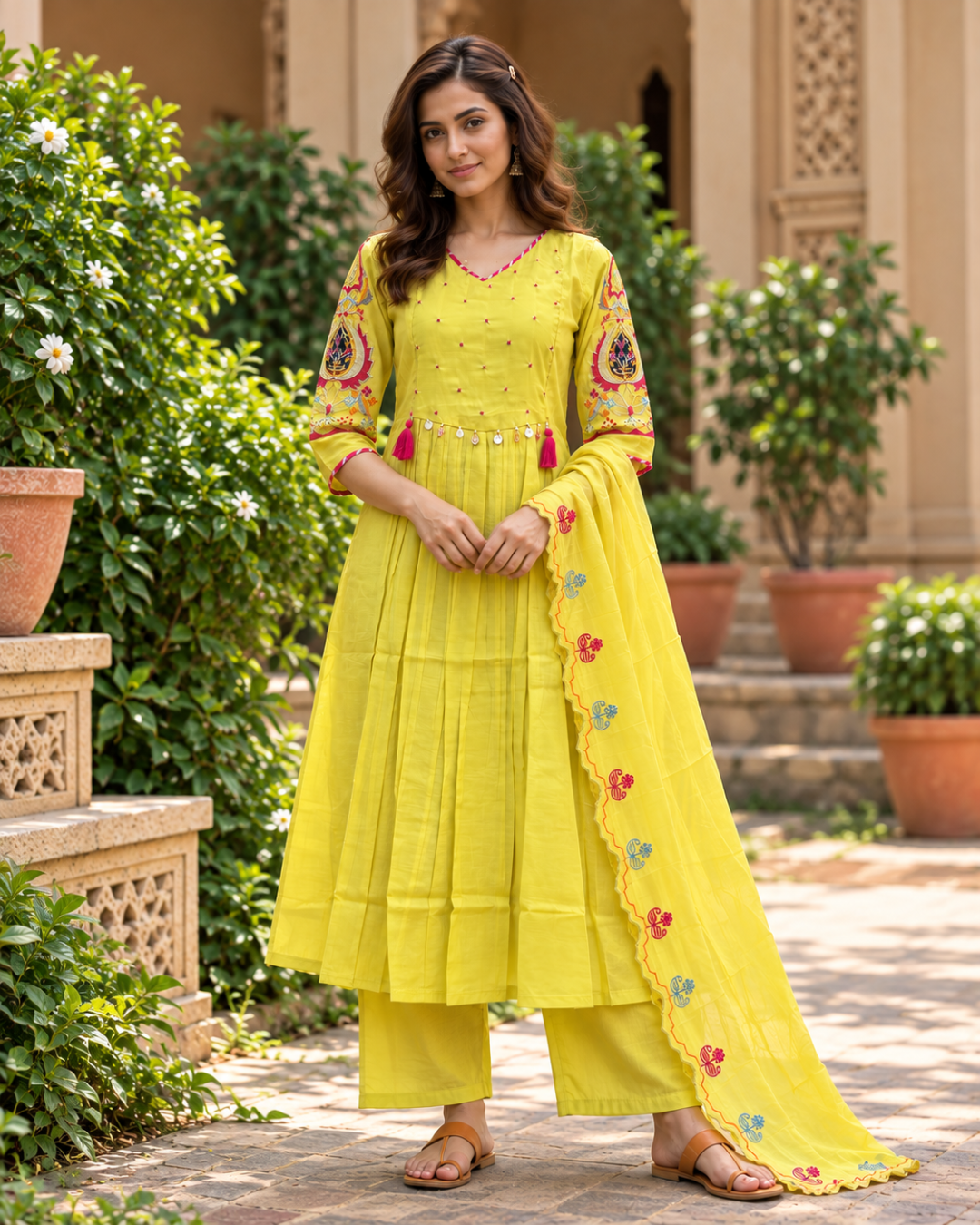Sunshine Yellow Tassel Anarkali Set
