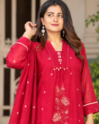 Rani Pink Floral Zari Embroidered Sharara Set