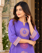 Lavender Chakra Embroidered Dress Set