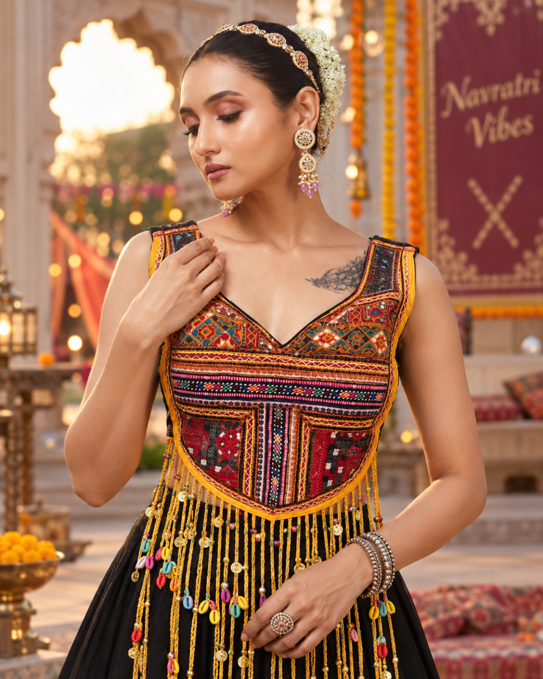 Kutchi Patchwork Kodi Fringe Blouse
