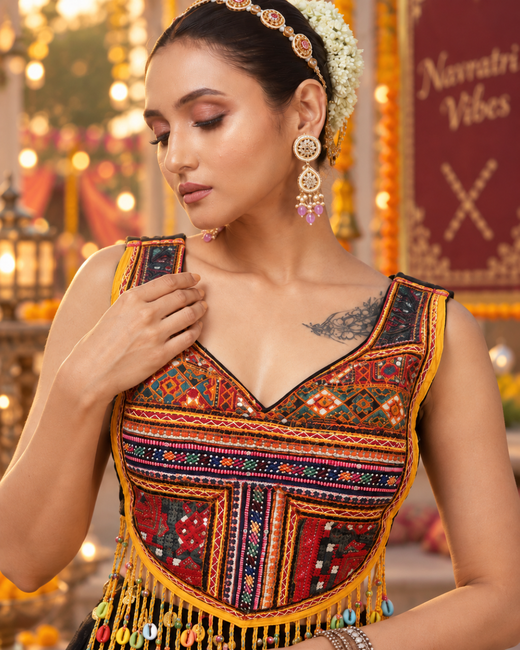 Kutchi Patchwork Kodi Fringe Blouse