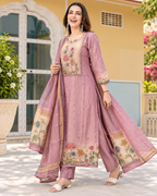 Dusty Lilac Lotus Bloom A-Line Dress Set