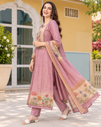 Dusty Lilac Lotus Bloom A-Line Dress Set