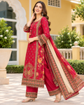 Crimson Berry Floral Damask Sharara Set