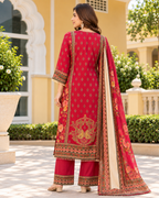 Crimson Berry Floral Damask Sharara Set