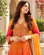 Sunrise Ombre Bandhani Print Dress Set
