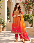 Sunrise Ombre Bandhani Print Dress Set
