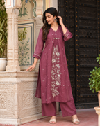 Plum Vine Embroidered Sharara Set