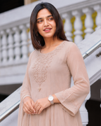 Dusty Nude Chinon Anarkali Palazzo Set