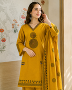 Mustard Ochre Mandala Block Print Palazzo Suit Set