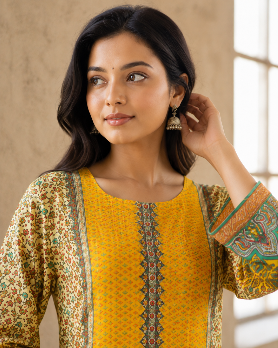 Mustard Yellow Paisley Print Palazzo Set
