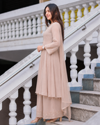 Dusty Nude Chinon Anarkali Palazzo Set