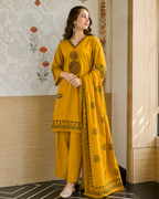 Mustard Ochre Mandala Block Print Palazzo Suit Set
