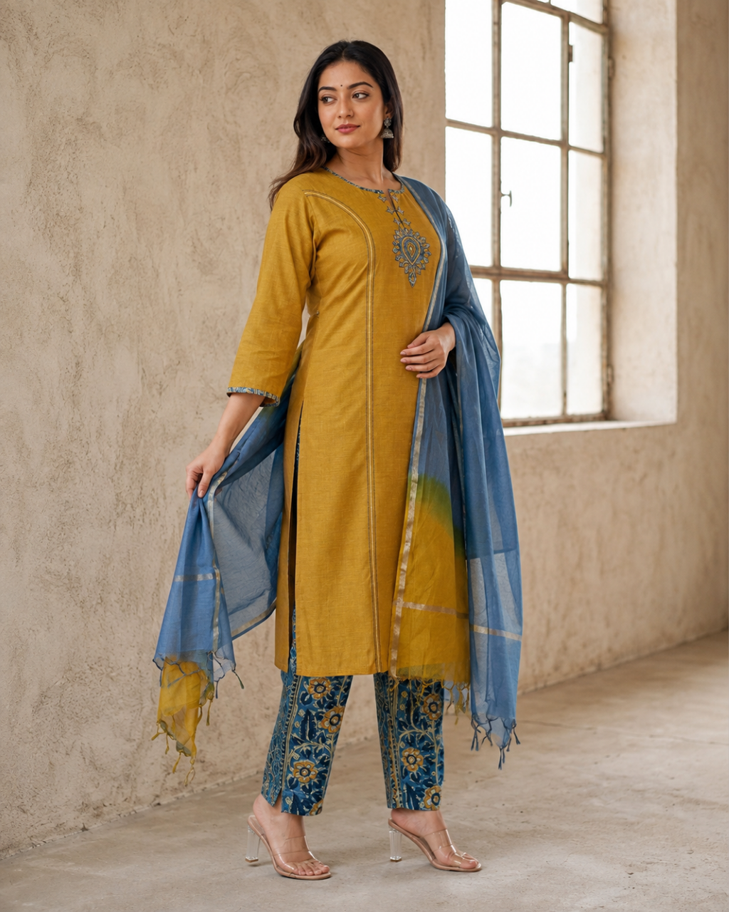 Mustard & Indigo Ajrakh South Cotton Suit
