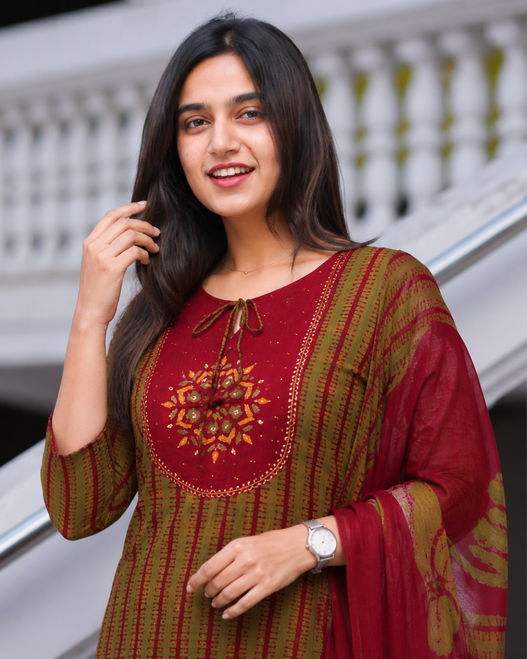 Olive & Rust Ajrakh South Cotton Suit