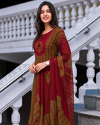 Olive & Rust Ajrakh South Cotton Suit