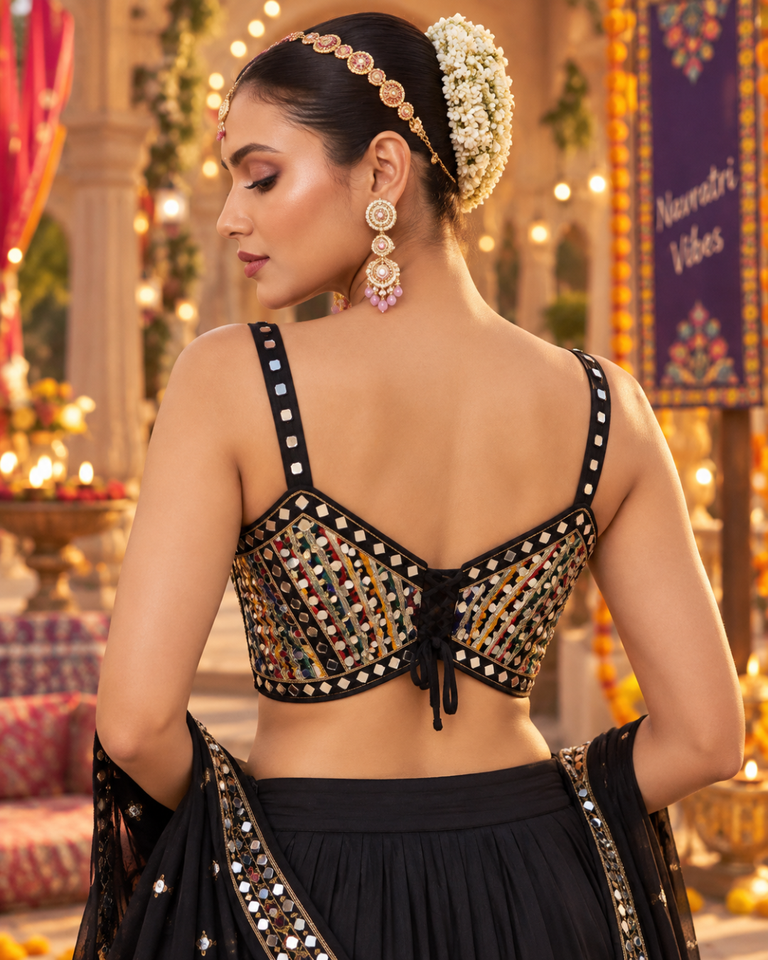 Black Mirror Jaal Tassel Blouse
