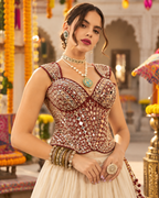 Royal Maroon Corset Mirror Blouse